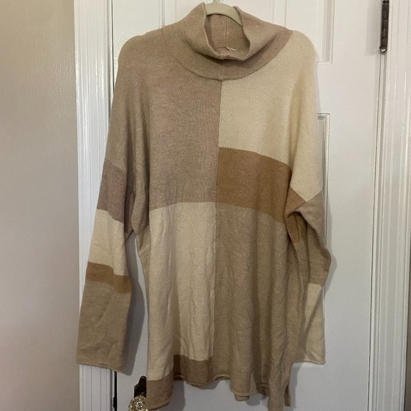 Soft Surroundings Quadro Colorblock Tunic Turtleneck Sweater - Wool Blend - Picture 2 of 11